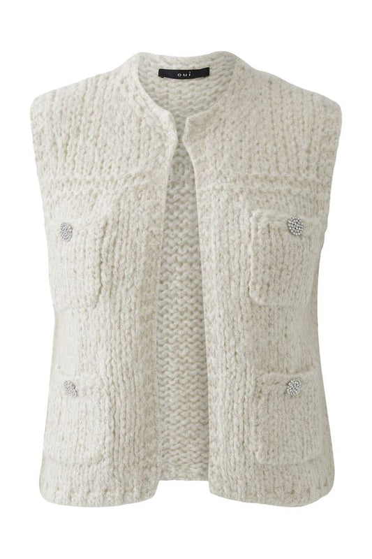 Oui  Light Beige Melange Vest 86171