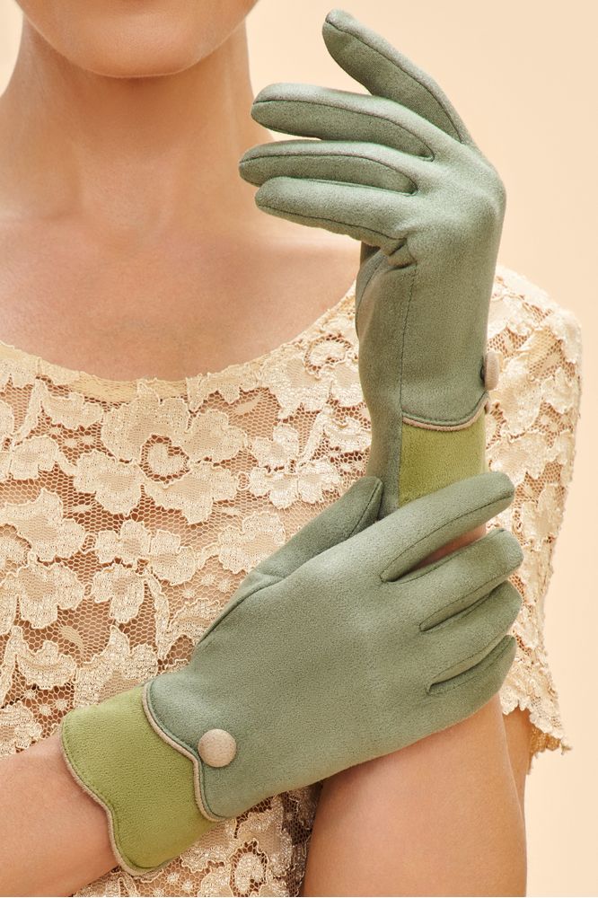 AW24 Powder Pandora Faux Suede Gloves