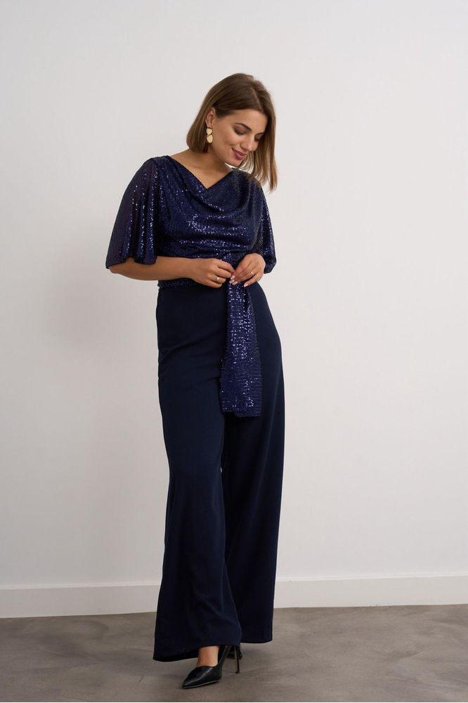 Kayla Navy Sequin Jumpsuit