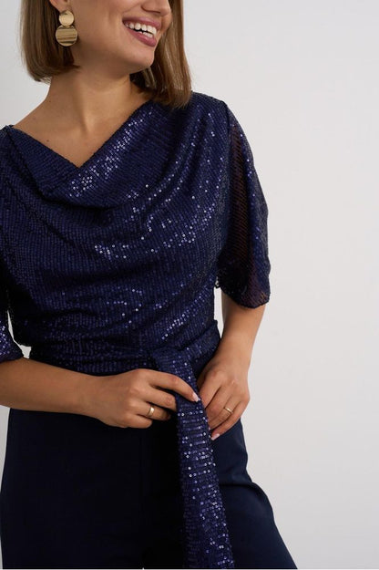 Kayla Navy Sequin Jumpsuit