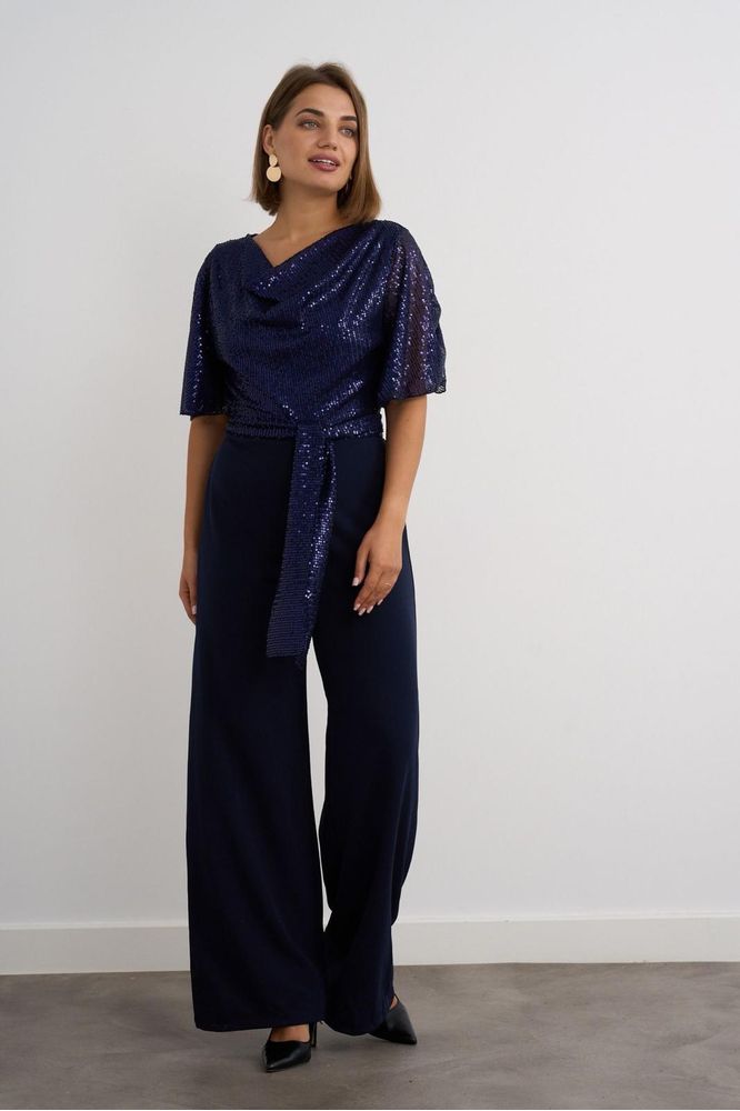 Kayla Navy Sequin Jumpsuit
