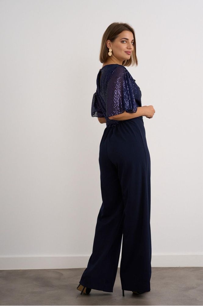Kayla Navy Sequin Jumpsuit