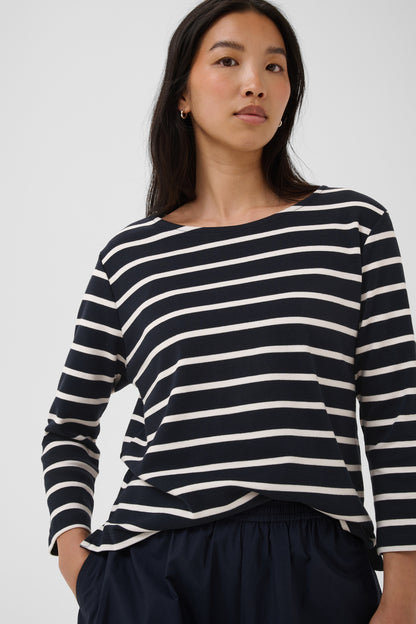 Part Two Nela Top Navy / Eggnog Stripe