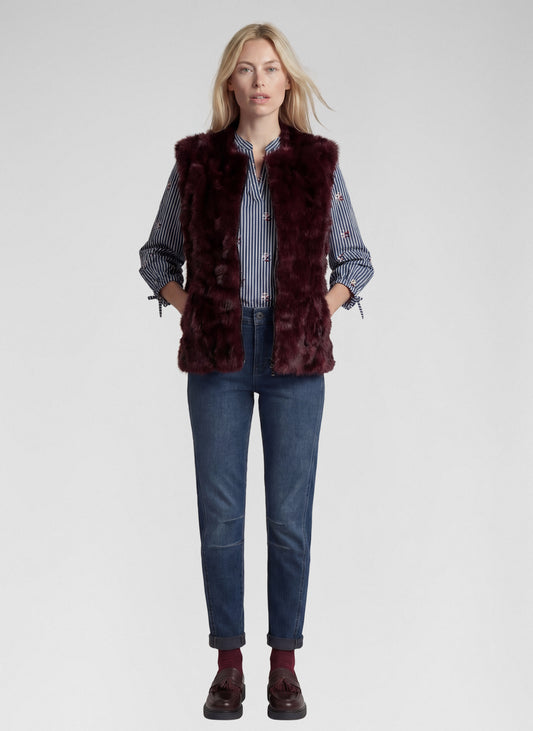 Rabe 57-114872 Faux Fur Waistcoat Merlot