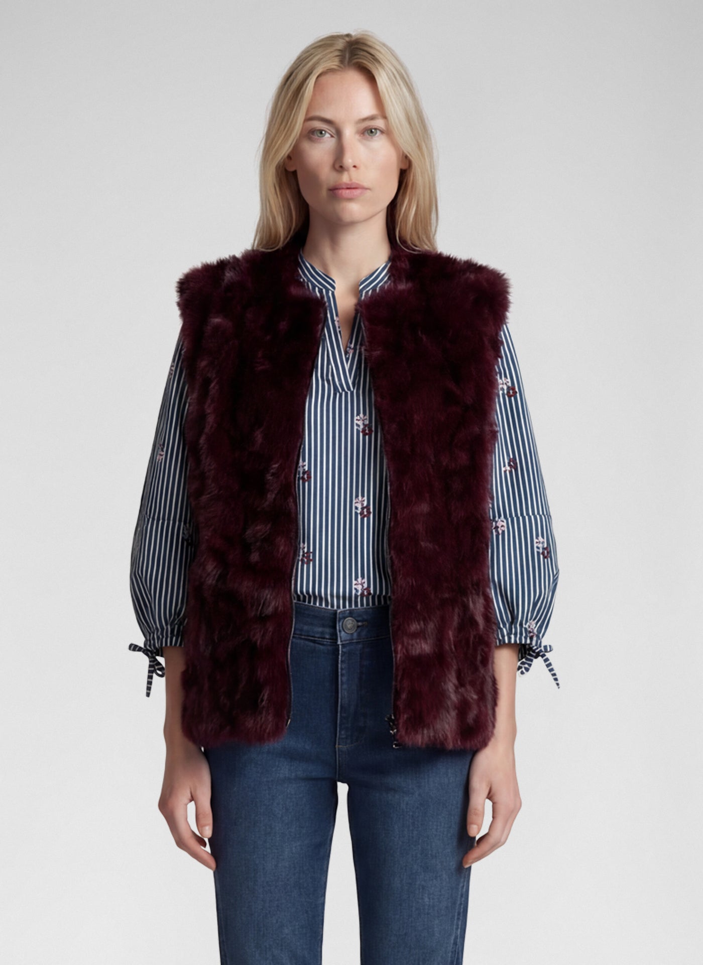 Rabe 57-114872 Faux Fur Waistcoat Merlot
