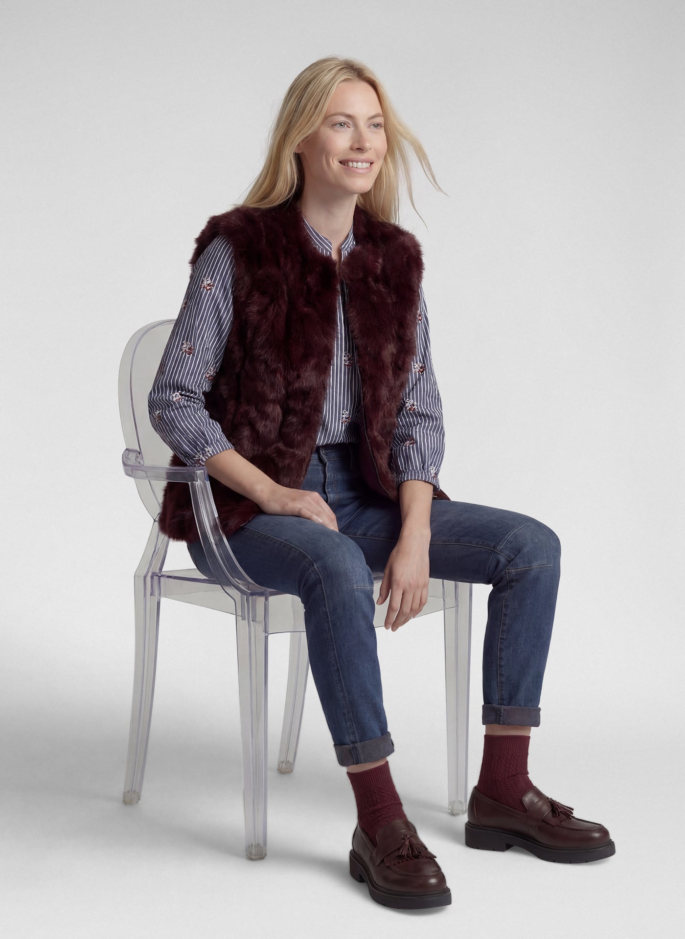 Rabe 57-114872 Faux Fur Waistcoat Merlot