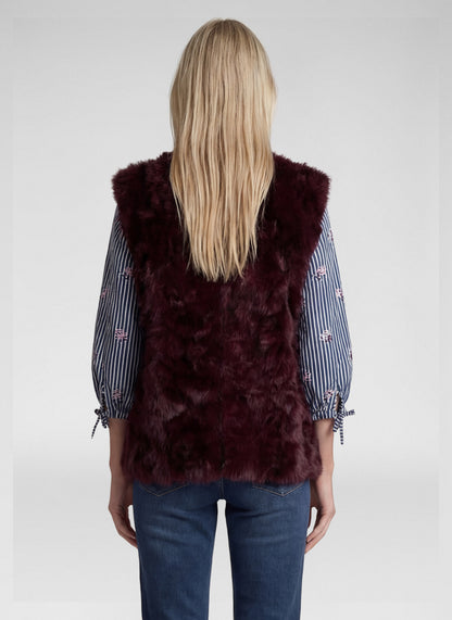 Rabe 57-114872 Faux Fur Waistcoat Merlot