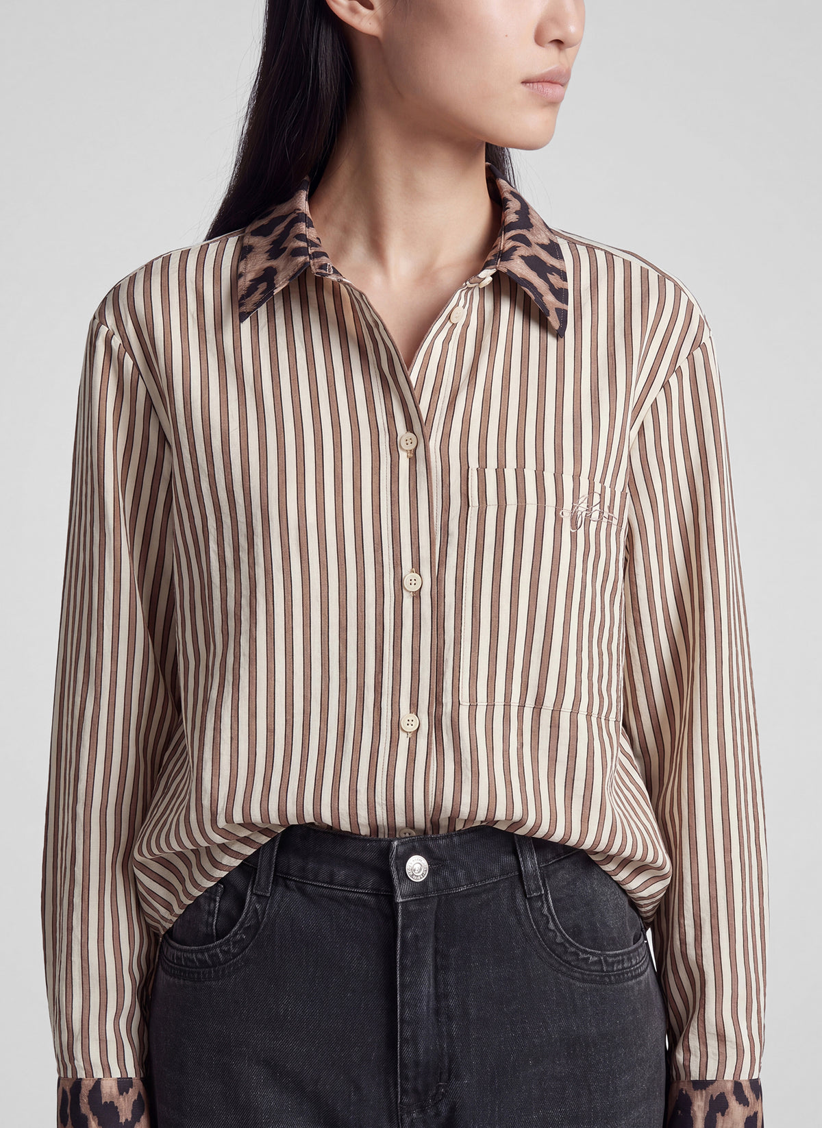 Rabe 57-123103 Striped Blouse Taupe