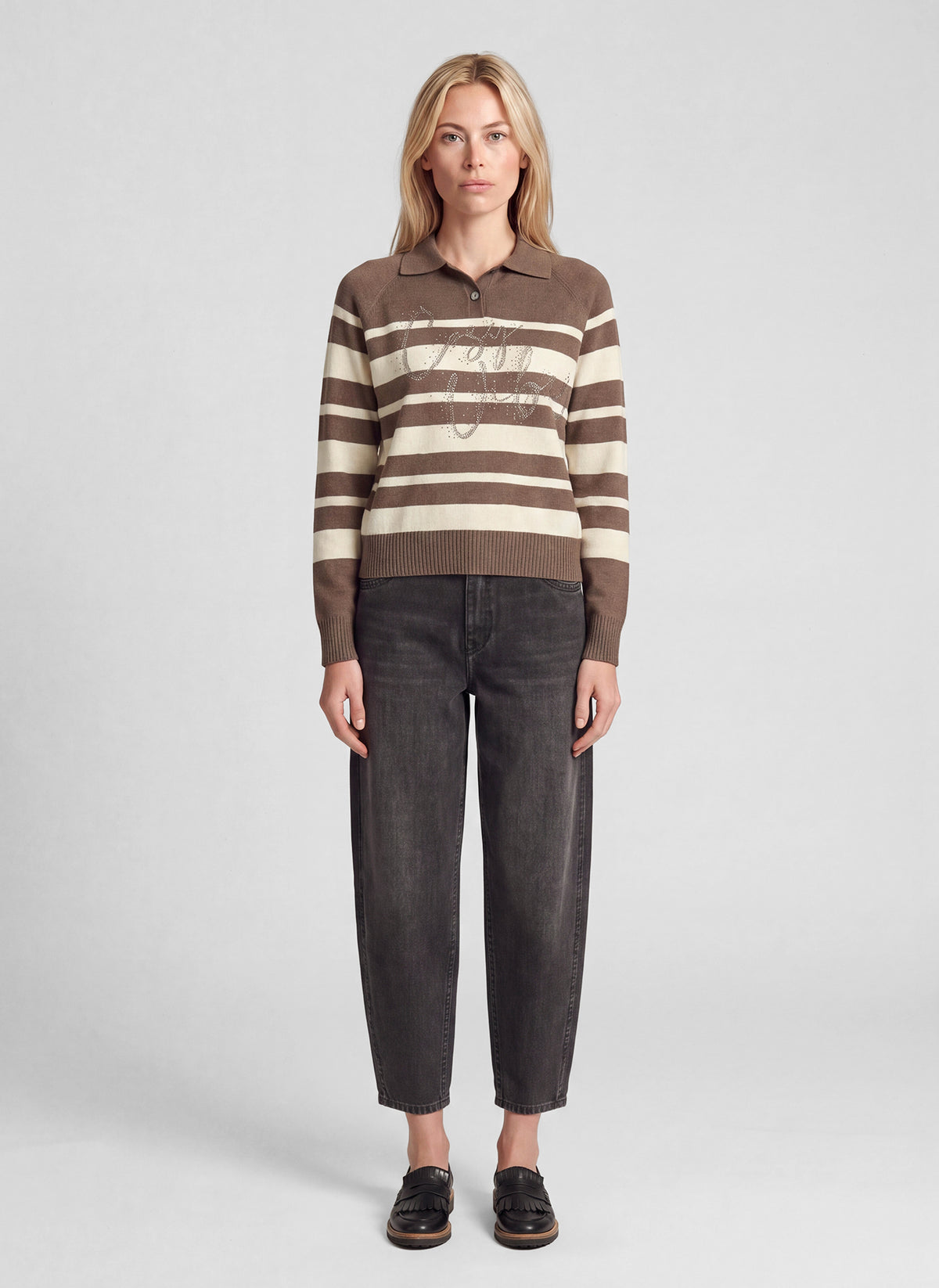 Rabe 57-123644 Striped Pullover Taupe