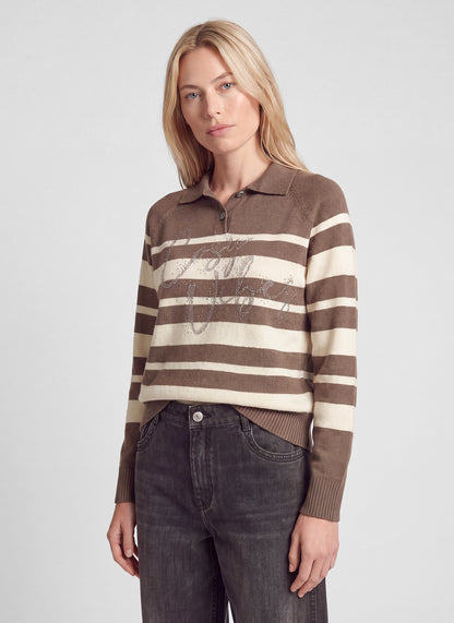 Rabe 57-123644 Striped Pullover Taupe