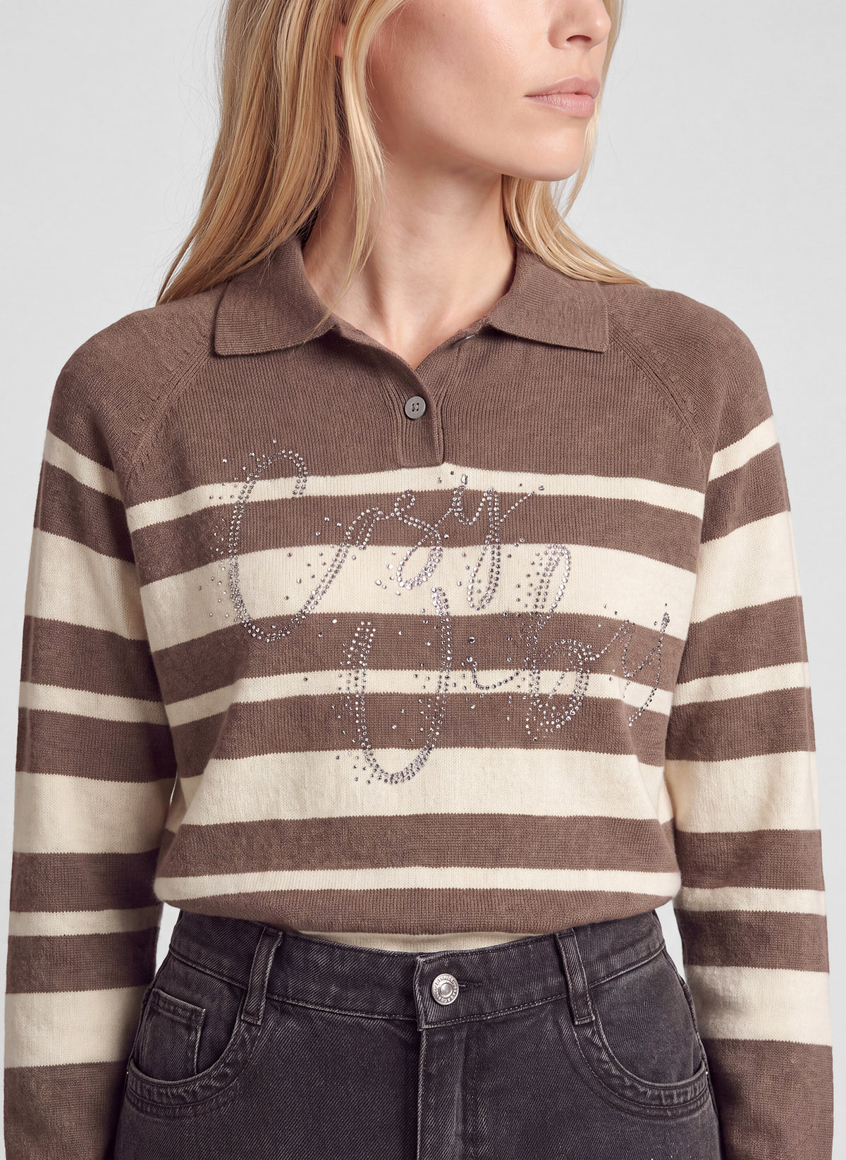 Rabe 57-123644 Striped Pullover Taupe