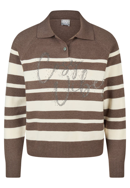 Rabe 57-123644 Striped Pullover Taupe