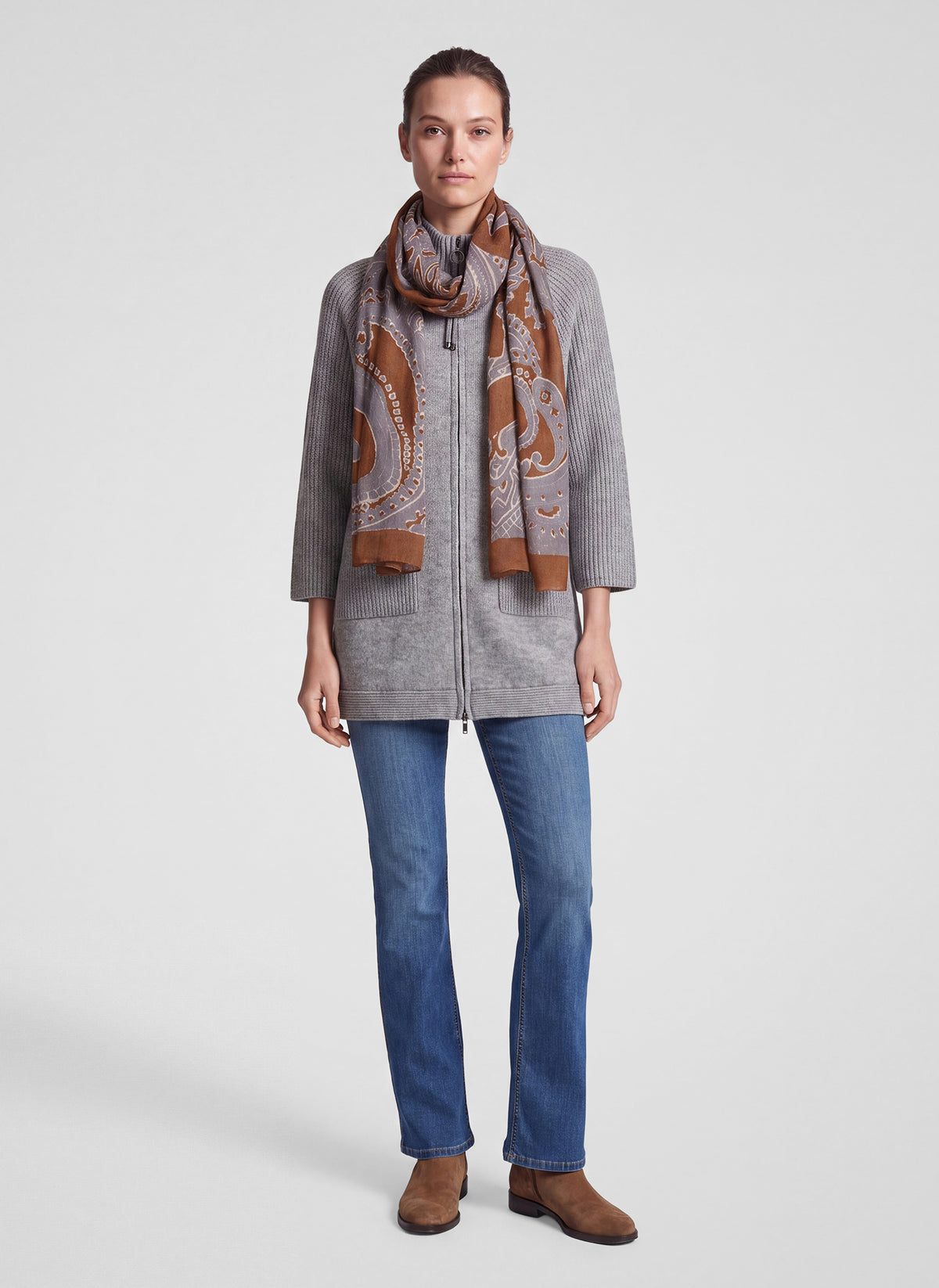 Rabe 57-121941 Scarf Brown Print