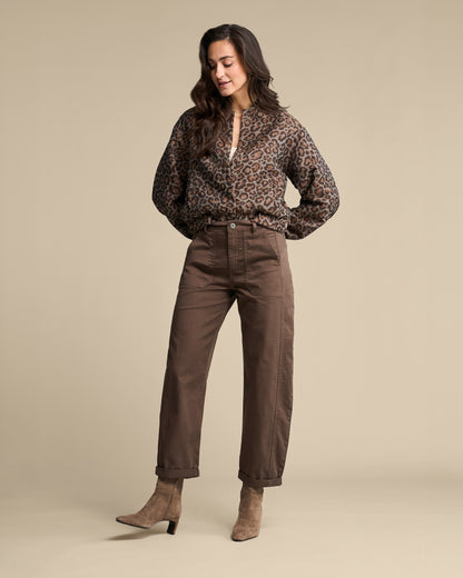 Red Button Bomber Jacquard Lurex Jacket Grey Brown