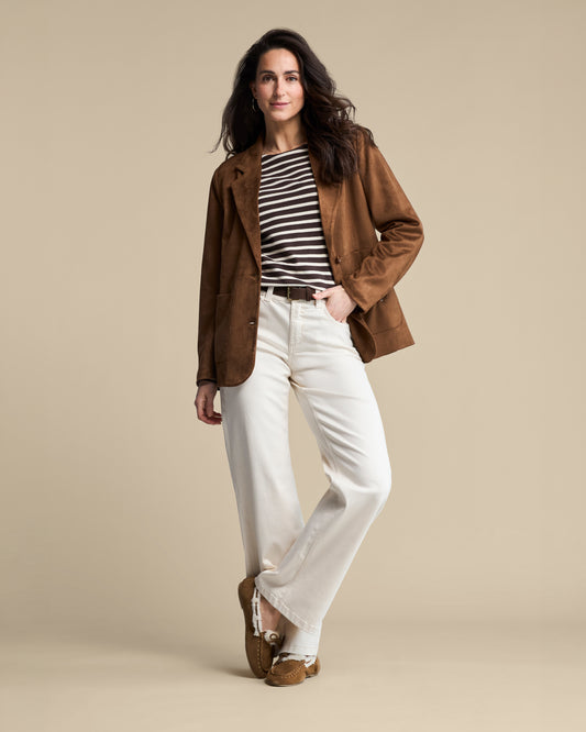 Red Button Blazer Suedine Jacket Praline