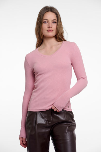 Rino & Pelle Ensa V-Neck Top Dusty Pink