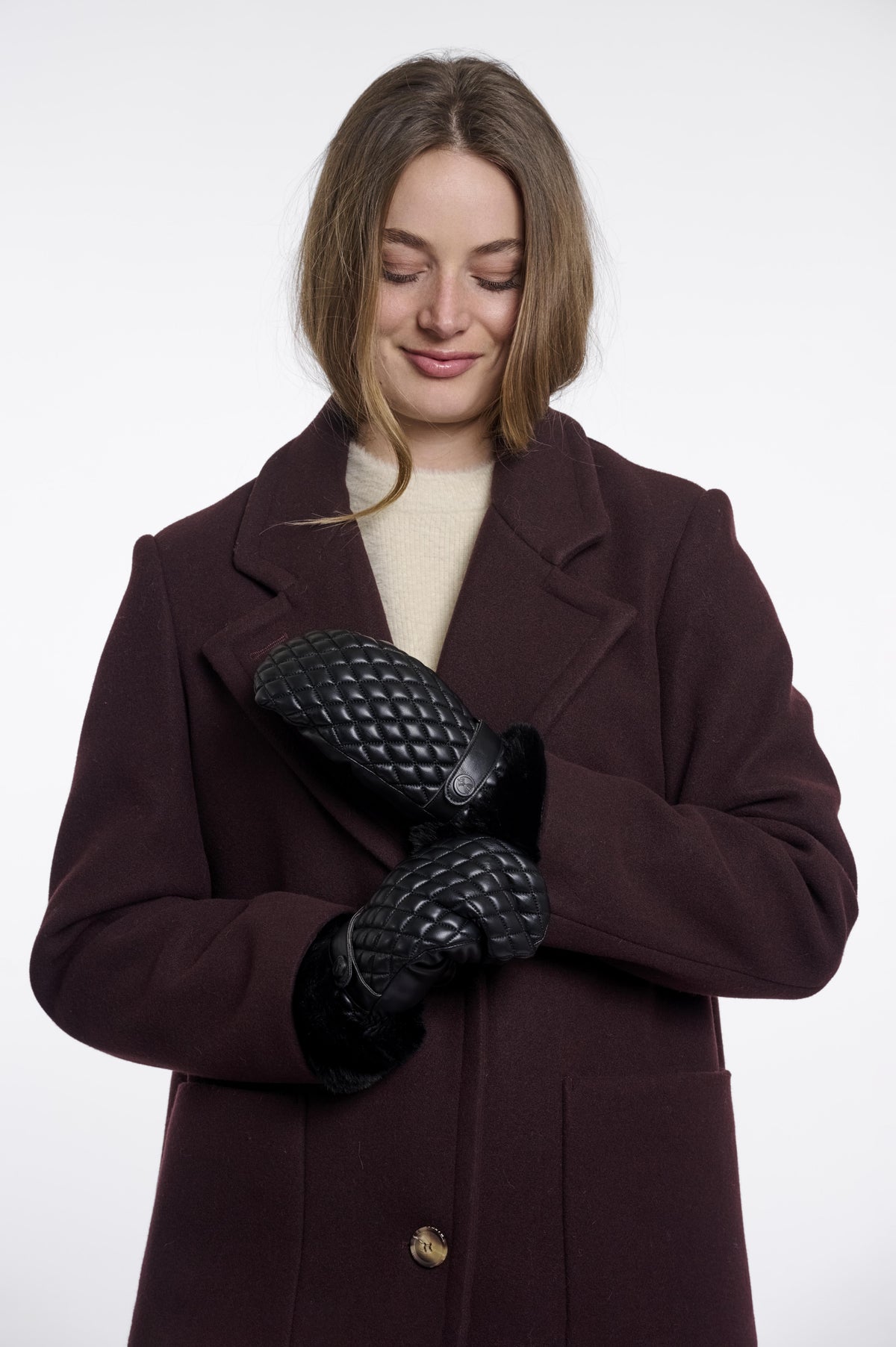 Rino & Pelle Belus Faux Fur Mittens Black