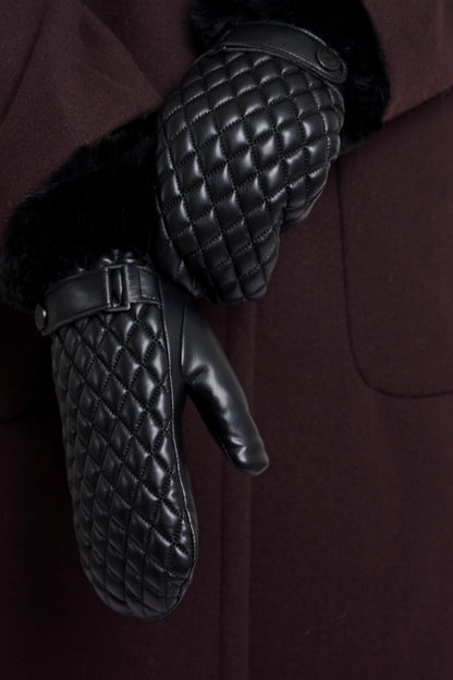 Rino & Pelle Belus Faux Fur Mittens Black