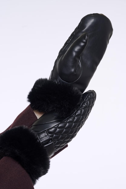Rino & Pelle Belus Faux Fur Mittens Black