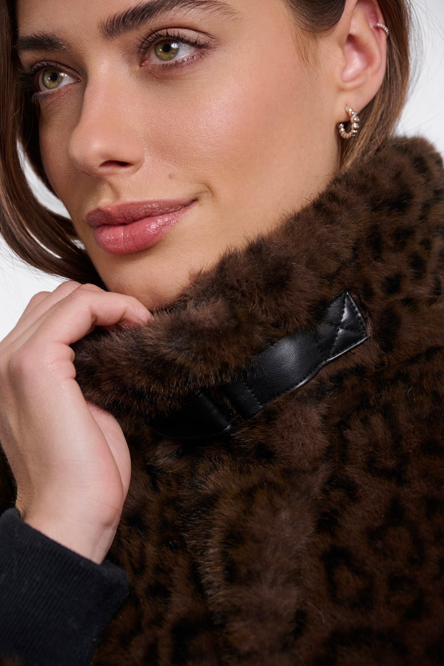 Rino & Pelle Ambra Short Faux Fur Jacket-Brown Leopard