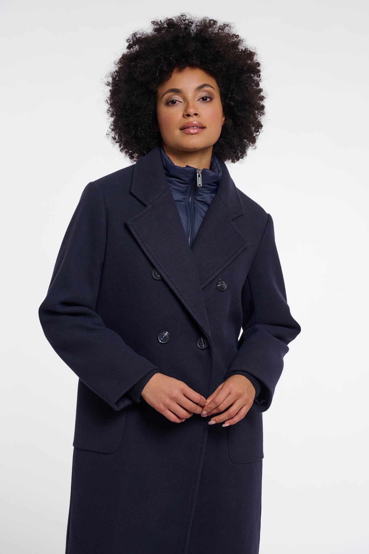 Rino & Pelle Noomi Detachable Collar Coat Dark Navy