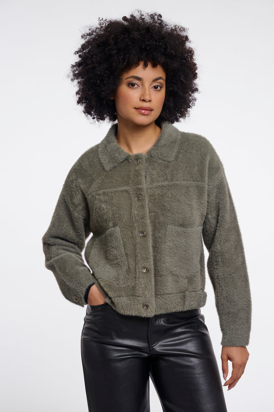 Rino & Pelle Bubbly Boxy Jacket-Green Ash