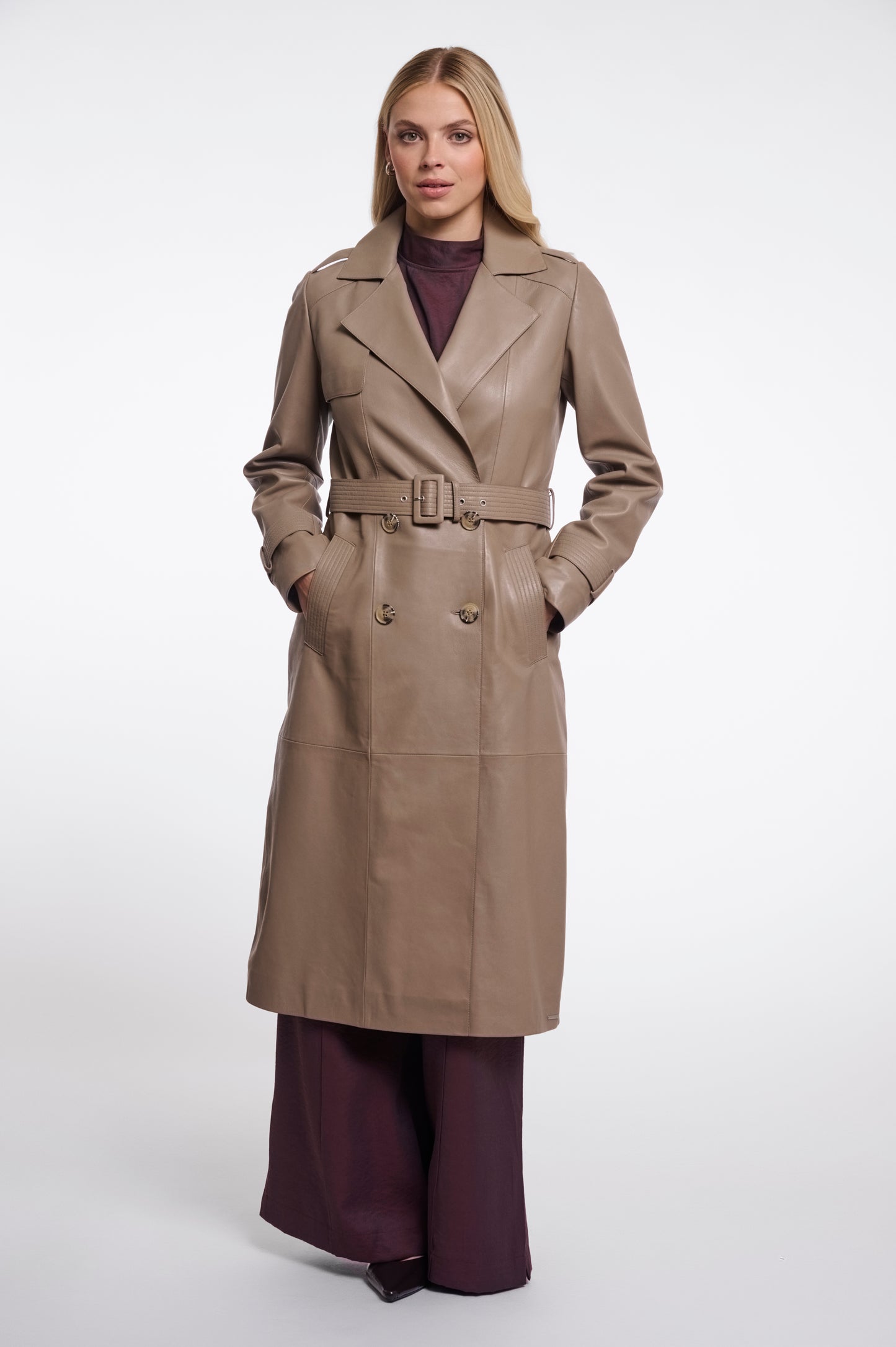 Rino & Pelle Nolan Leather Trenchcoat-Toffee