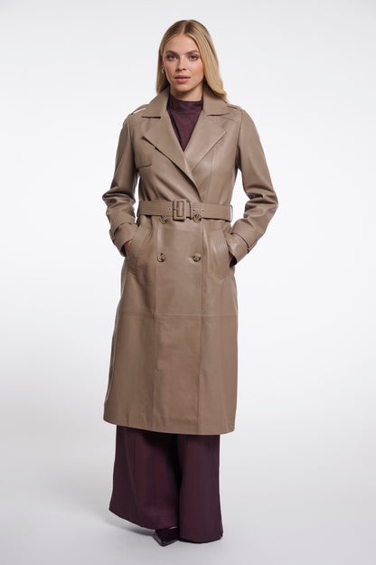 Rino & Pelle Nolan Leather Trenchcoat-Toffee