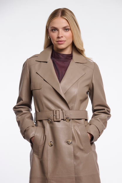 Rino & Pelle Nolan Leather Trenchcoat-Toffee