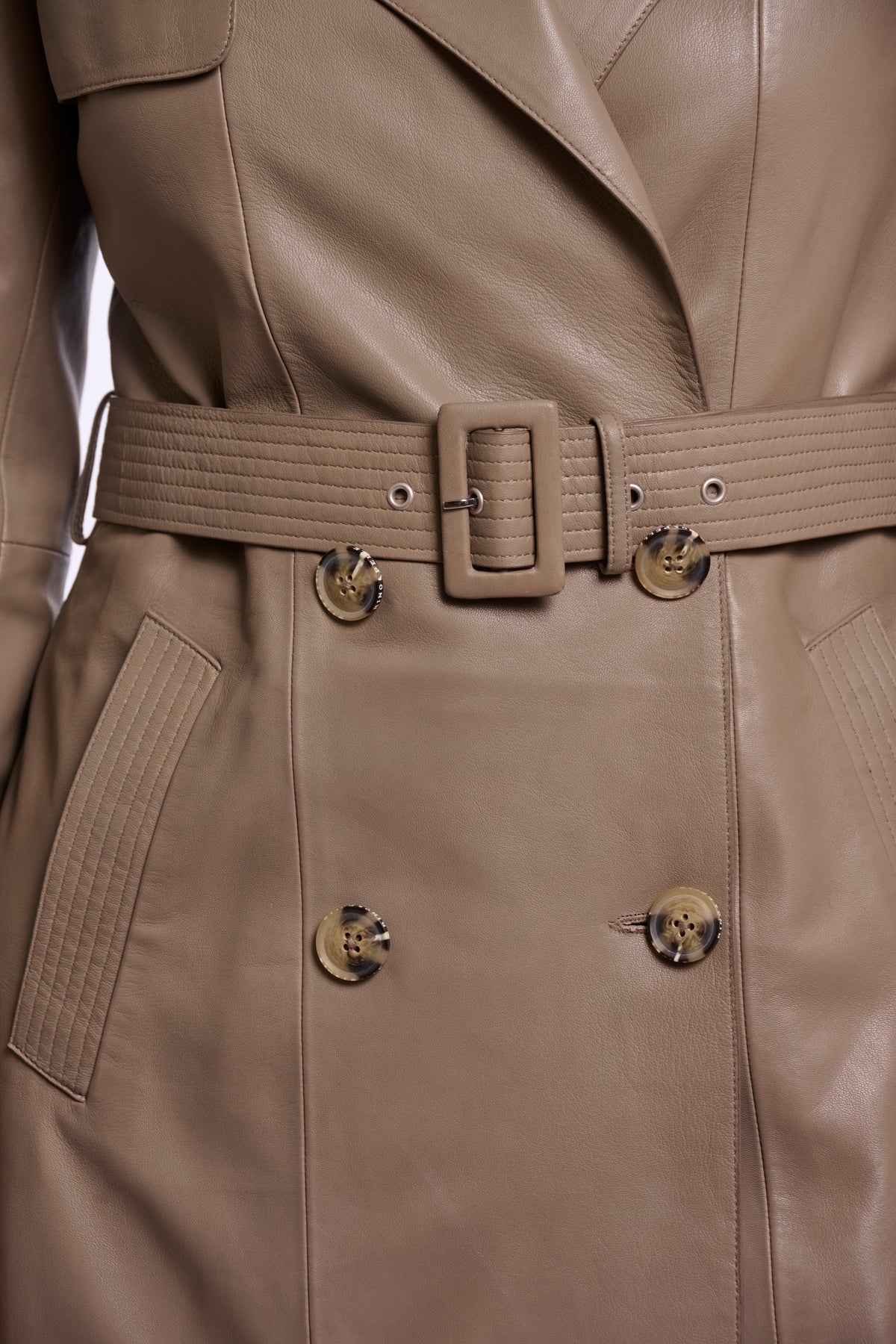 Rino & Pelle Nolan Leather Trenchcoat-Toffee