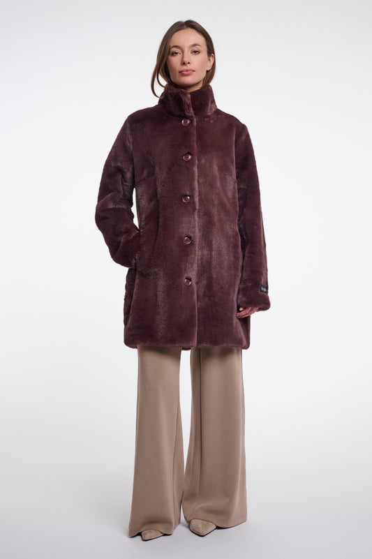 Rino & Pelle Nonna Faux Fur Coat Chocolate Bean