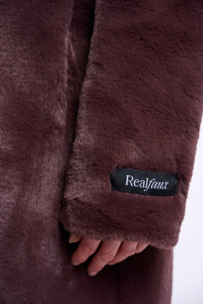 Rino & Pelle Nonna Faux Fur Coat Chocolate Bean