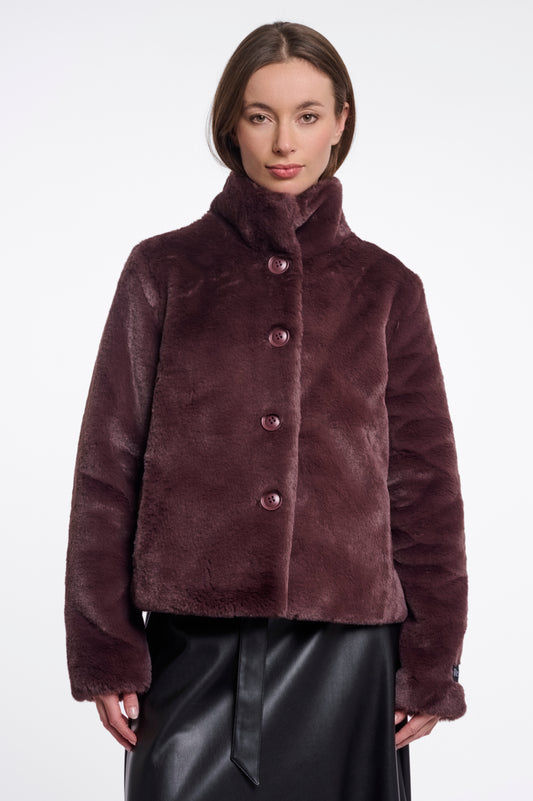 Rino & Pelle Vie Faux Fur Jacket Chocolate Bean