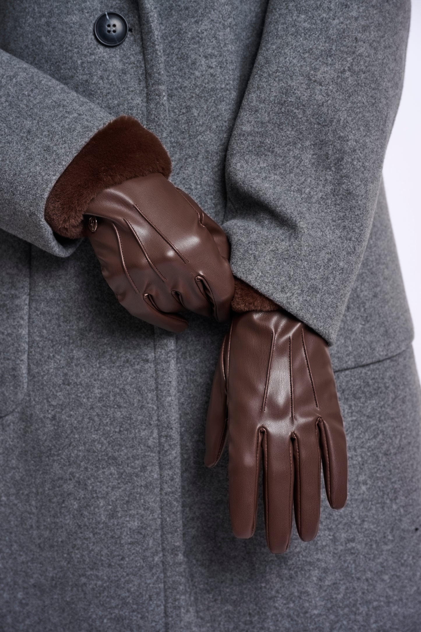 Rino & Pelle Arca Faux Fur Gloves Coffee Roast