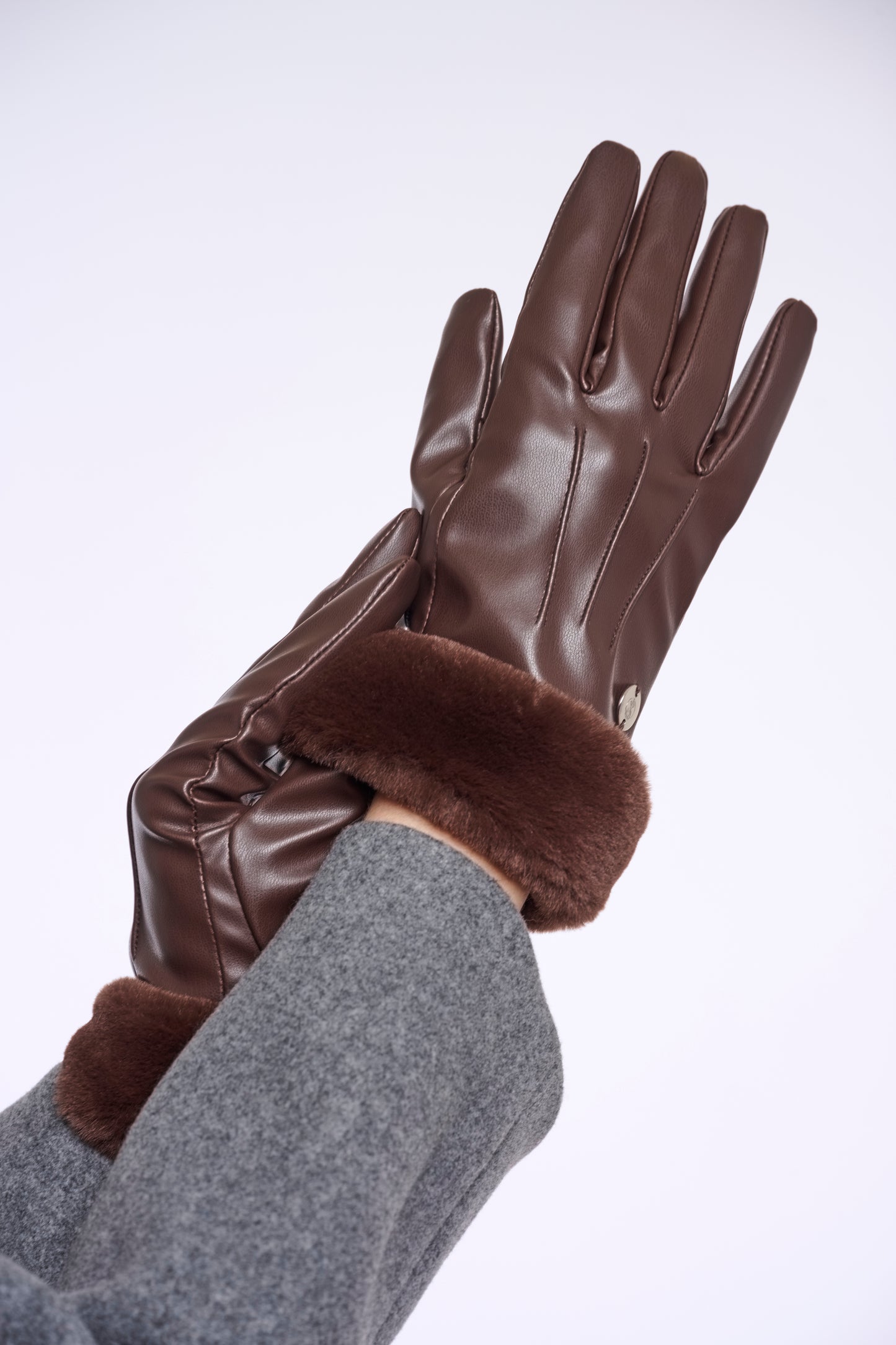 Rino & Pelle Arca Faux Fur Gloves Coffee Roast