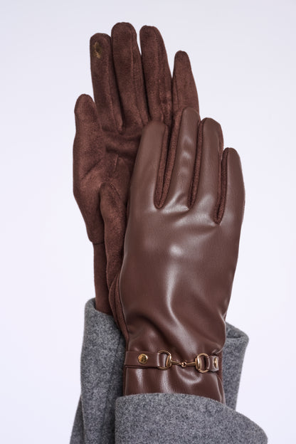 Rino & Pelle Havila Faux Leather Gloves Coffee Roast