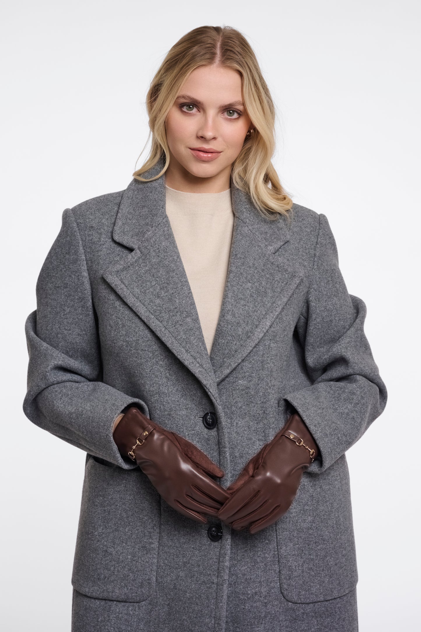 Rino & Pelle Havila Faux Leather Gloves Coffee Roast