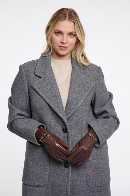 Rino & Pelle Havila Faux Leather Gloves Coffee Roast