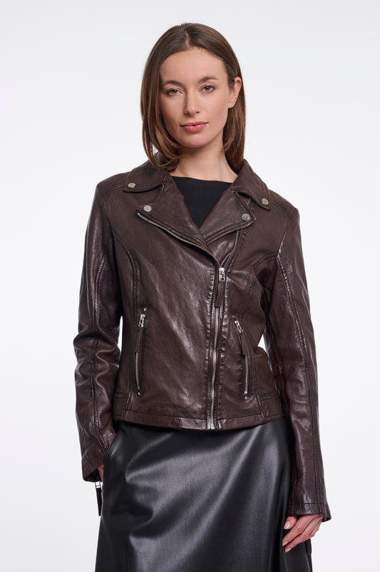 Rino & Pelle Ludwig Leather Biker Jacket-Coffee Roast