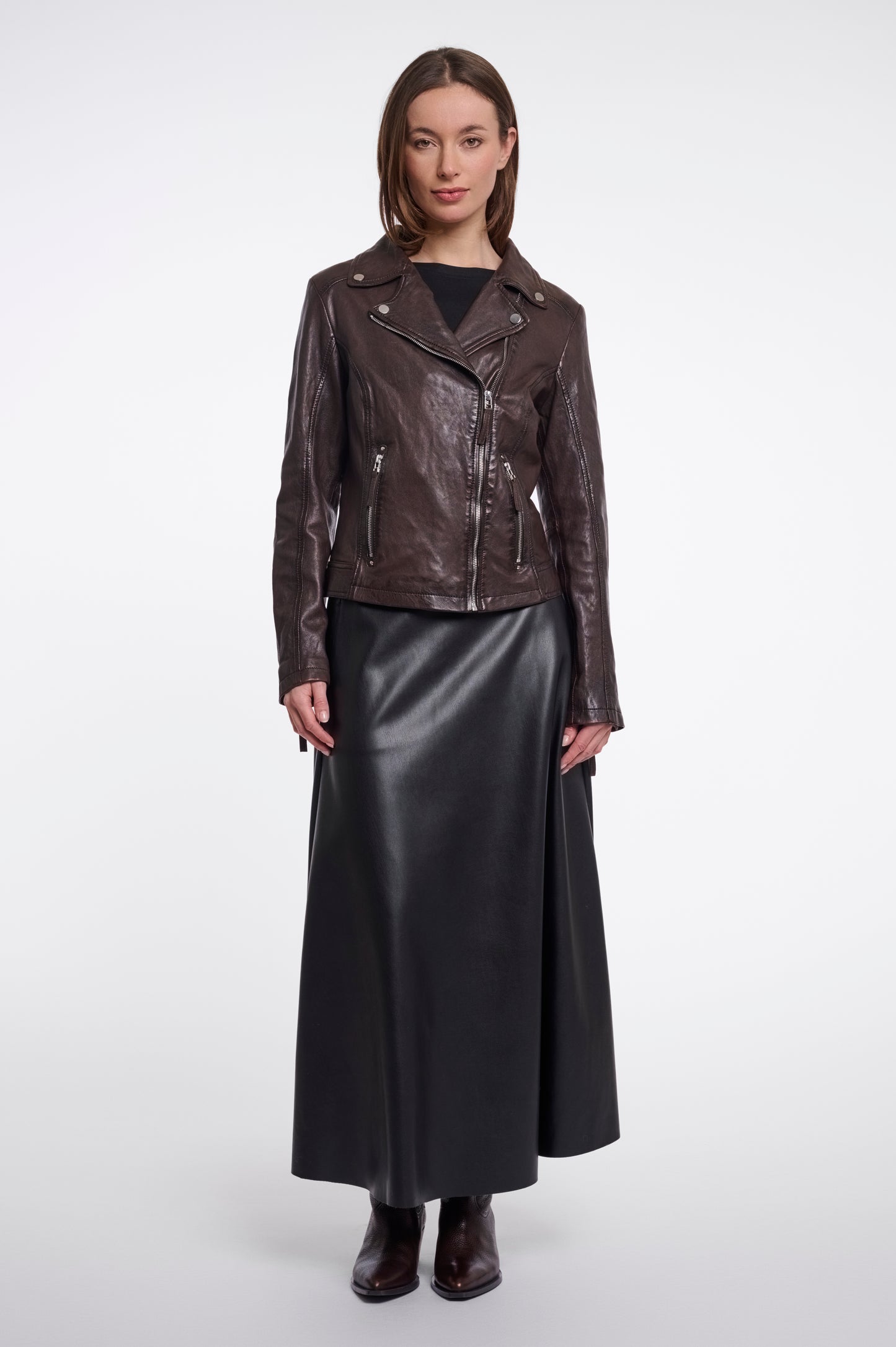 Rino & Pelle Ludwig Leather Biker Jacket-Coffee Roast