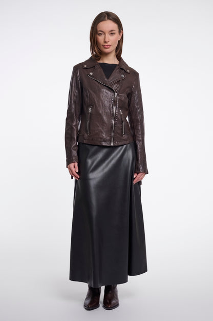 Rino & Pelle Ludwig Leather Biker Jacket-Coffee Roast
