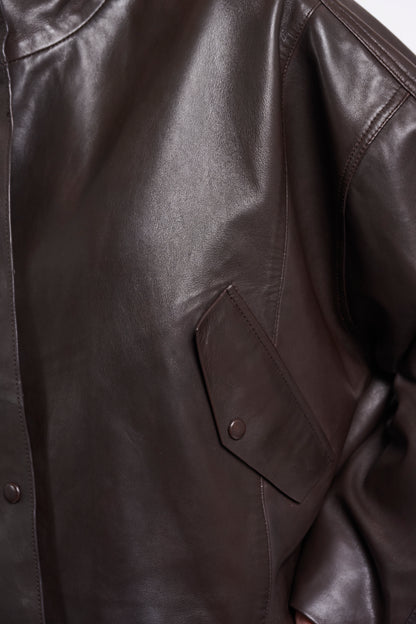 Rino & Pelle Tala Boxy Leather Jacket-Coffee Roast