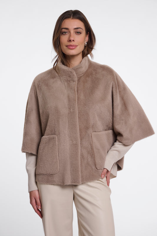 Rino & Pelle Dewi Faux Fur Cape-Mocha Latte