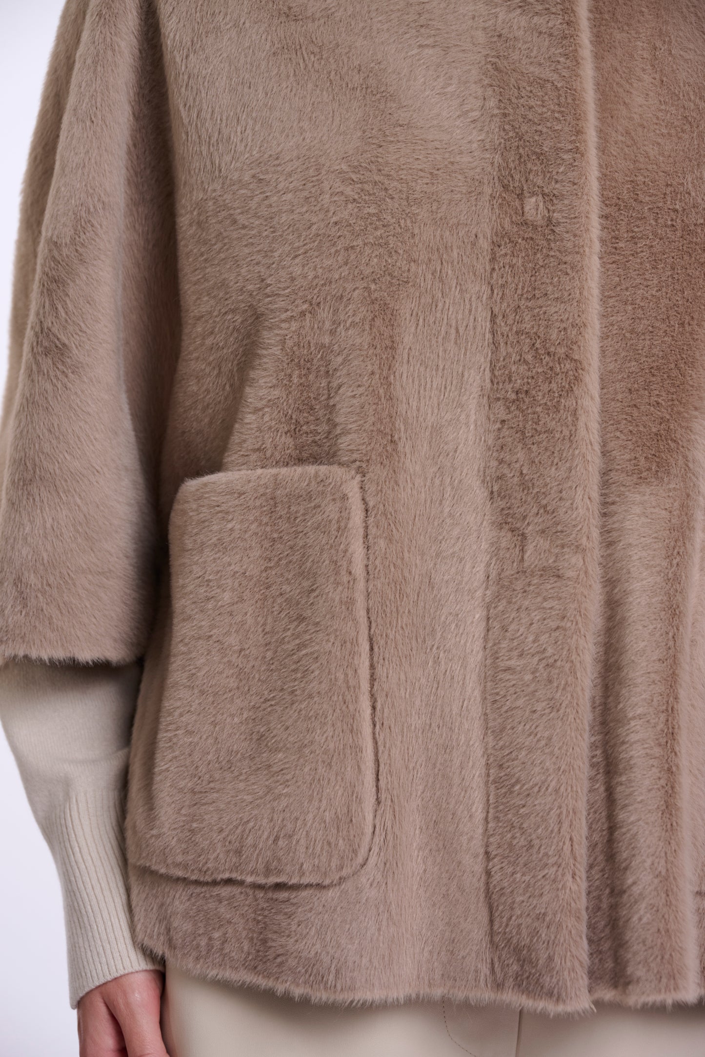 Rino & Pelle Dewi Faux Fur Cape-Mocha Latte