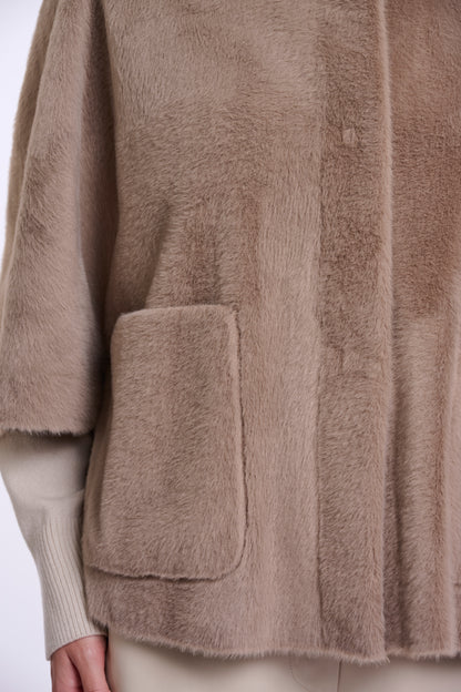 Rino & Pelle Dewi Faux Fur Cape-Mocha Latte