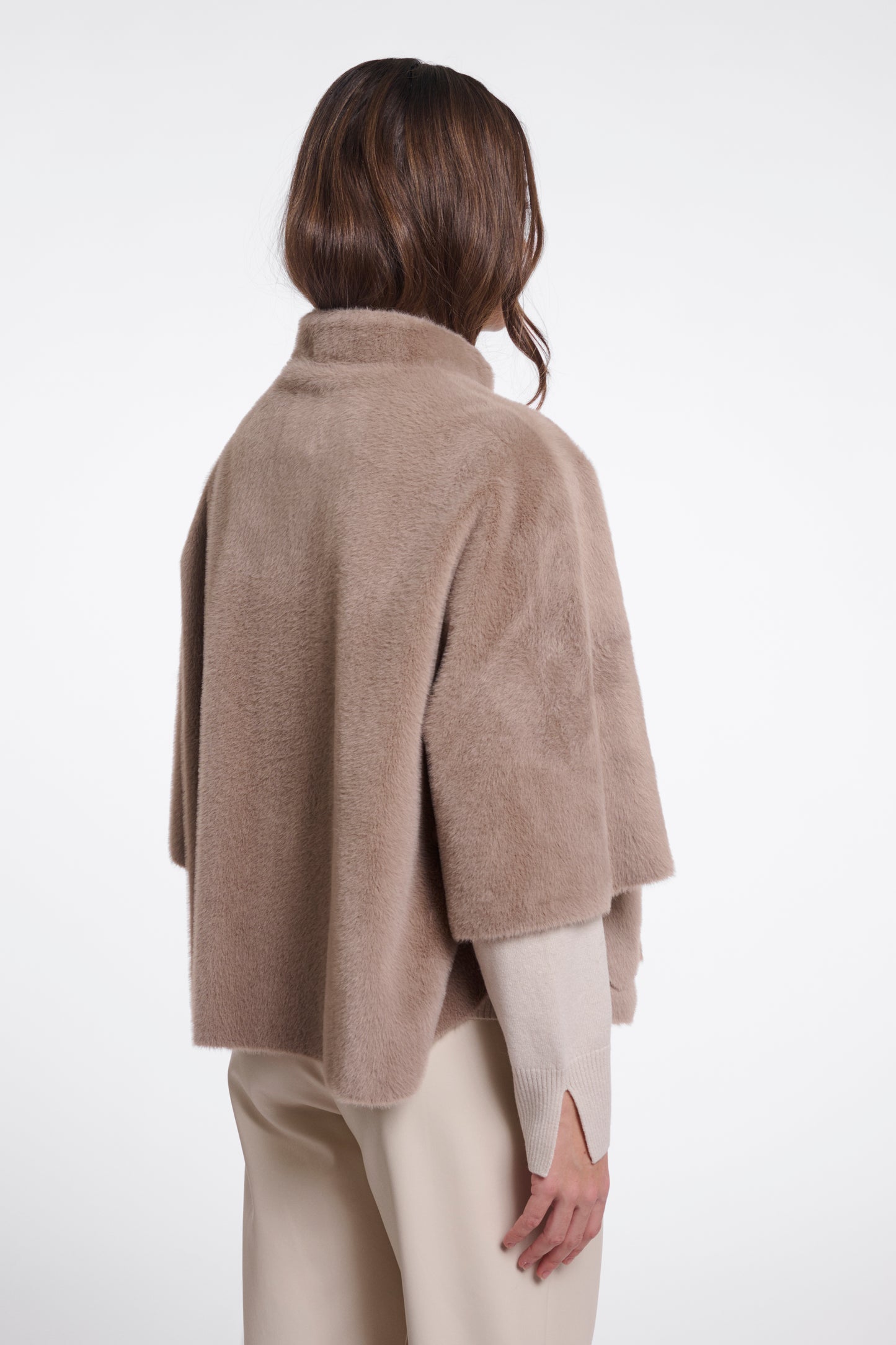 Rino & Pelle Dewi Faux Fur Cape-Mocha Latte