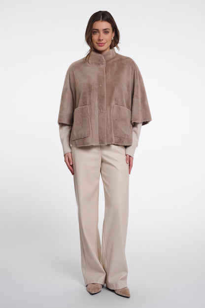 Rino & Pelle Dewi Faux Fur Cape-Mocha Latte