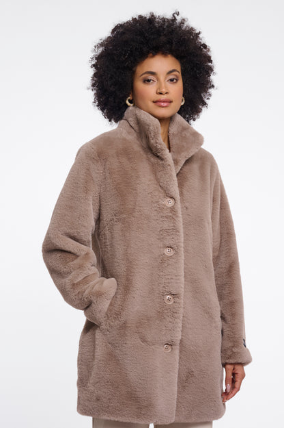 Rino & Pelle Nonna Faux Fur Coat Mocha Latte