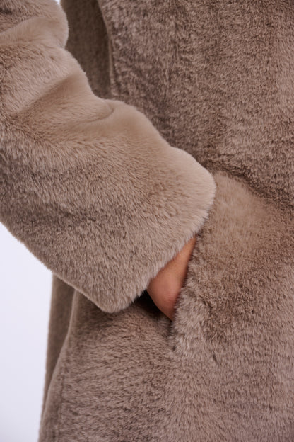 Rino & Pelle Nonna Faux Fur Coat Mocha Latte
