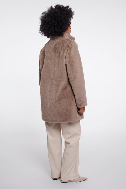 Rino & Pelle Nonna Faux Fur Coat Mocha Latte